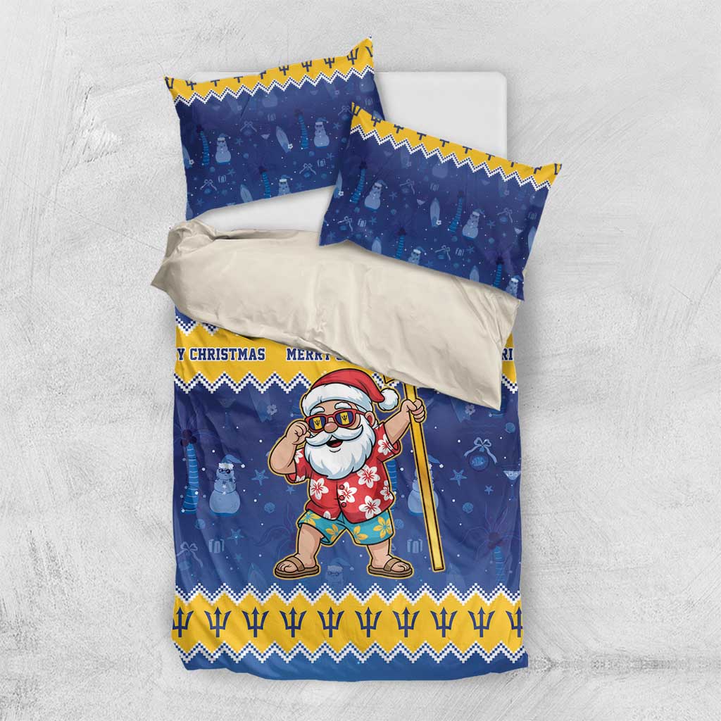 Barbados Christmas Bedding Set Trident Dabbing Santa - Wonder Print Shop