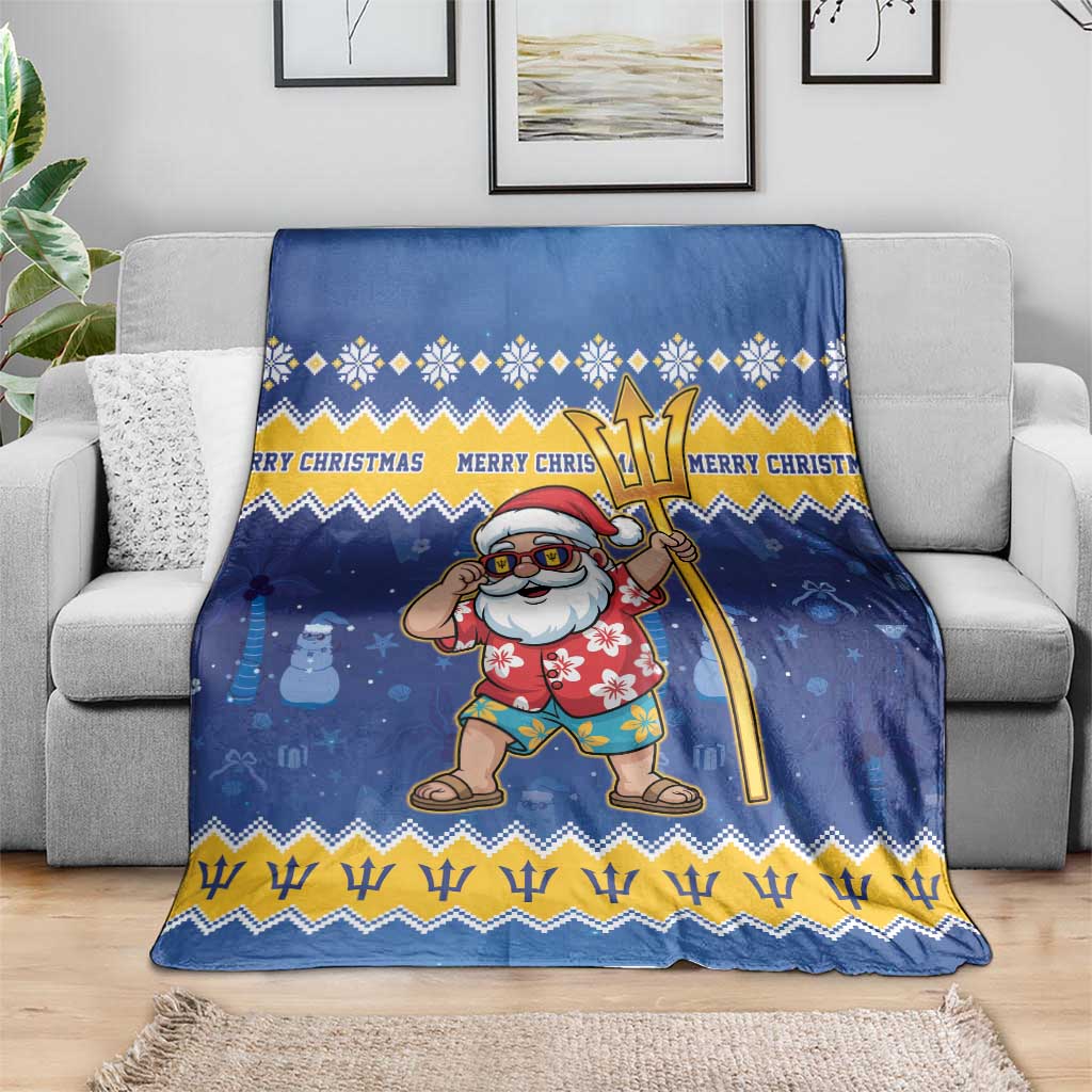 Barbados Christmas Blanket Trident Dabbing Santa - Wonder Print Shop