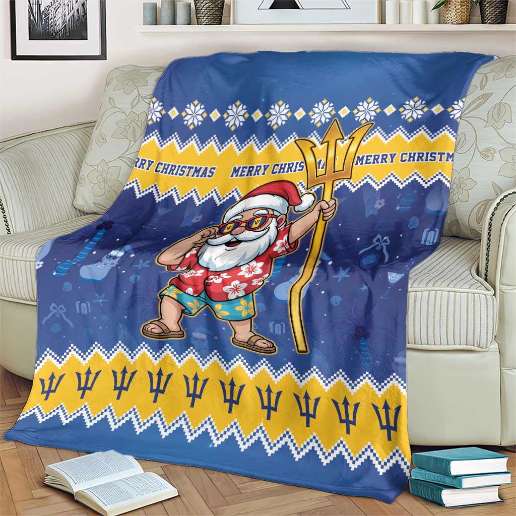 Barbados Christmas Blanket Trident Dabbing Santa - Wonder Print Shop