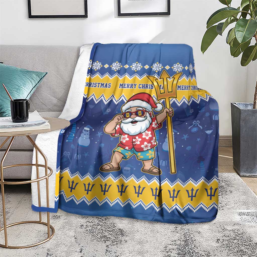 Barbados Christmas Blanket Trident Dabbing Santa - Wonder Print Shop