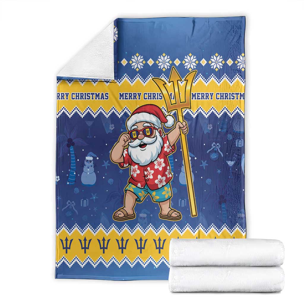 Barbados Christmas Blanket Trident Dabbing Santa - Wonder Print Shop