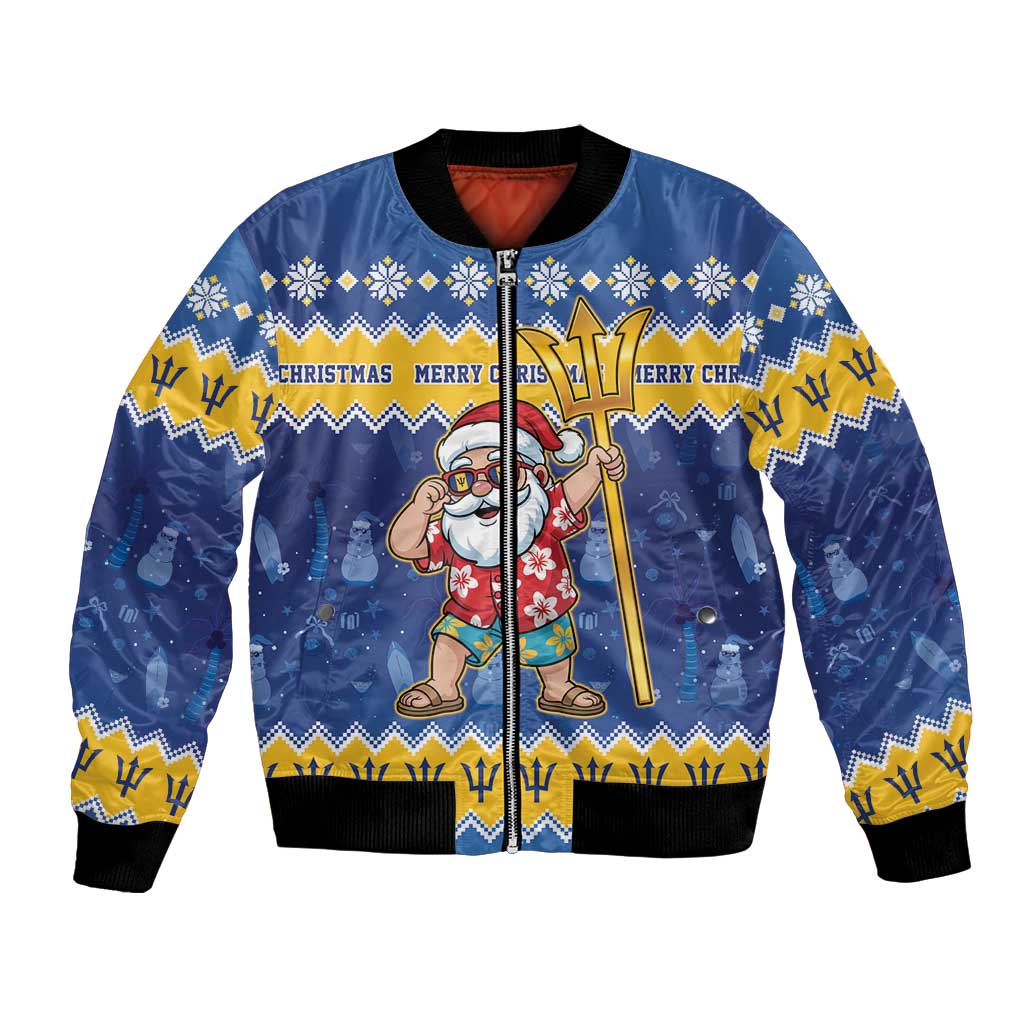 Barbados Christmas Bomber Jacket Trident Dabbing Santa - Wonder Print Shop