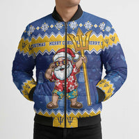 Barbados Christmas Bomber Puffer Jacket Trident Dabbing Santa - Wonder Print Shop