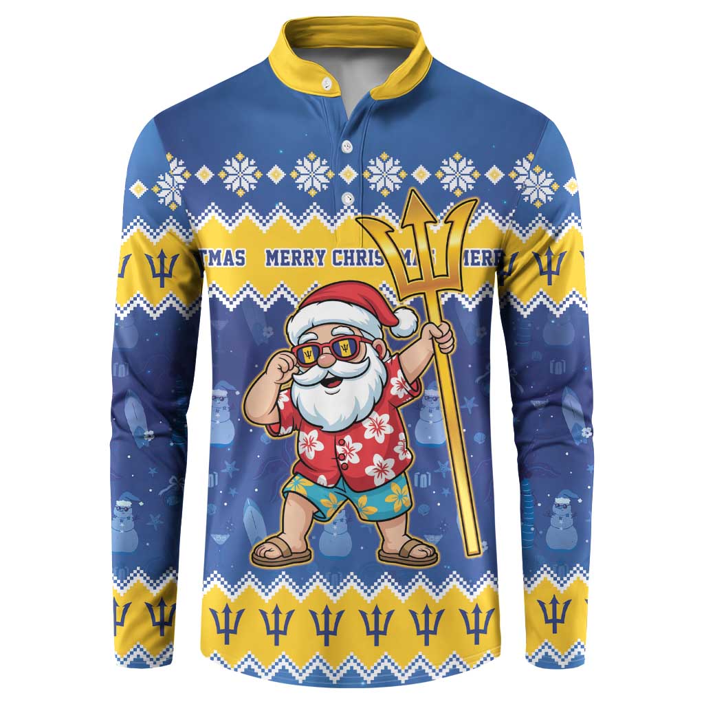 Barbados Christmas Button Sweatshirt Trident Dabbing Santa - Wonder Print Shop