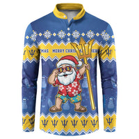 Barbados Christmas Button Sweatshirt Trident Dabbing Santa - Wonder Print Shop