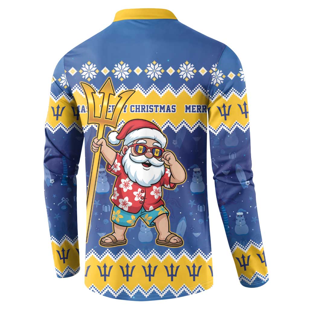 Barbados Christmas Button Sweatshirt Trident Dabbing Santa - Wonder Print Shop