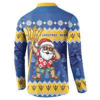 Barbados Christmas Button Sweatshirt Trident Dabbing Santa - Wonder Print Shop