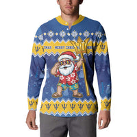Barbados Christmas Button Sweatshirt Trident Dabbing Santa - Wonder Print Shop