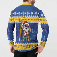 Barbados Christmas Button Sweatshirt Trident Dabbing Santa - Wonder Print Shop