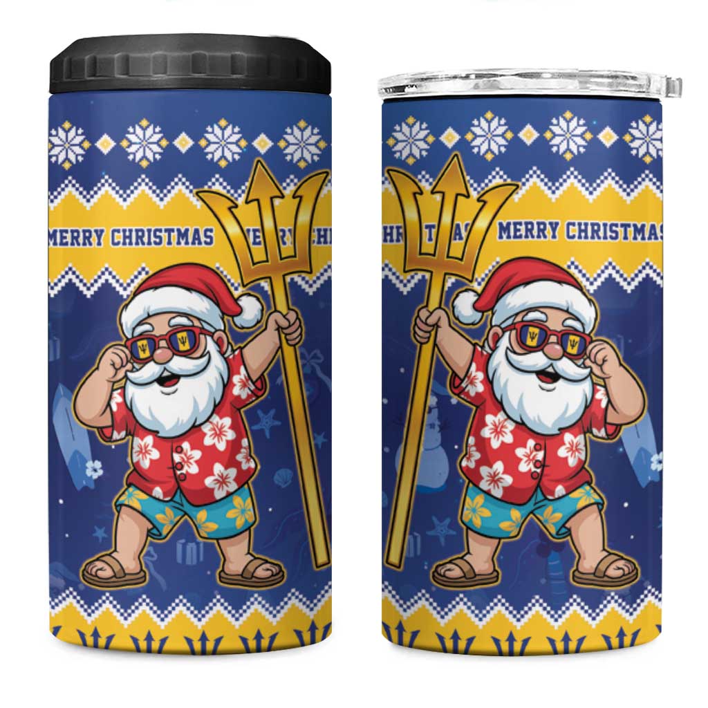 Barbados Christmas 4 in 1 Can Cooler Tumbler Trident Dabbing Santa - Wonder Print Shop