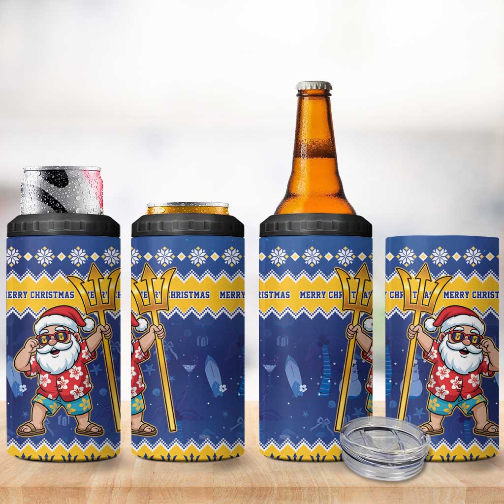 Barbados Christmas 4 in 1 Can Cooler Tumbler Trident Dabbing Santa - Wonder Print Shop