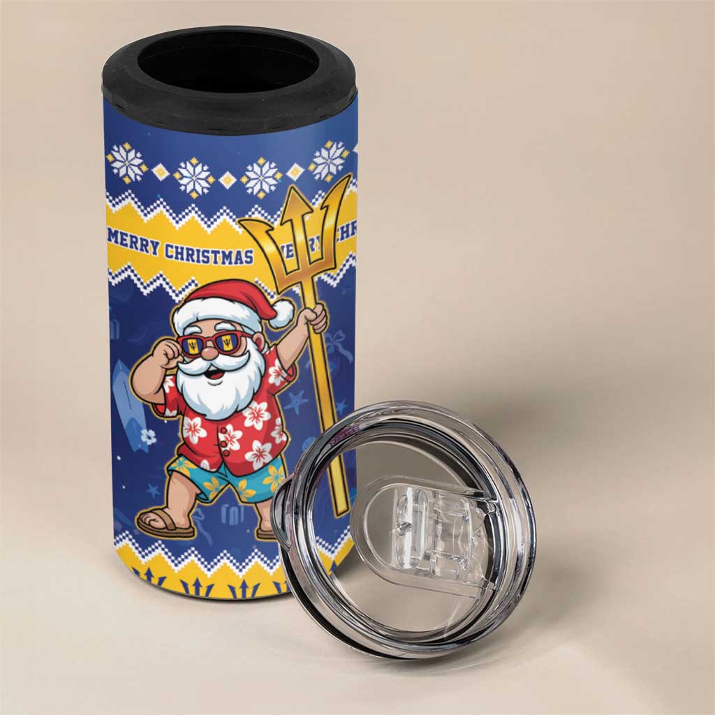 Barbados Christmas 4 in 1 Can Cooler Tumbler Trident Dabbing Santa - Wonder Print Shop