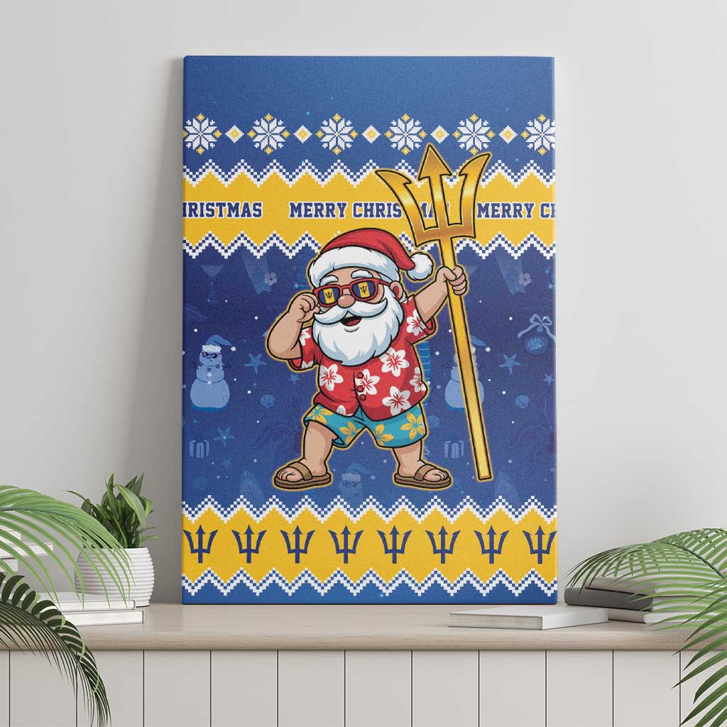 Barbados Christmas Canvas Wall Art Trident Dabbing Santa - Wonder Print Shop