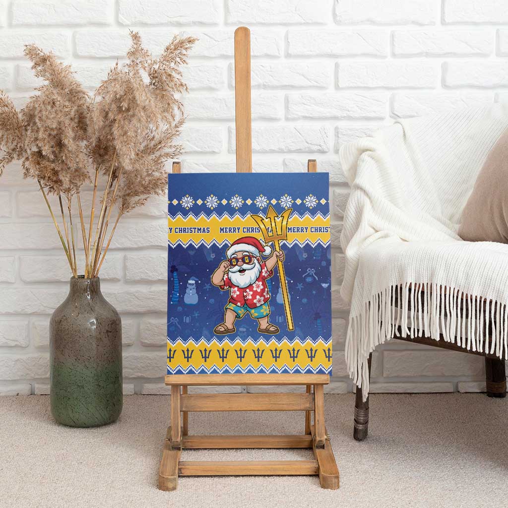 Barbados Christmas Canvas Wall Art Trident Dabbing Santa - Wonder Print Shop