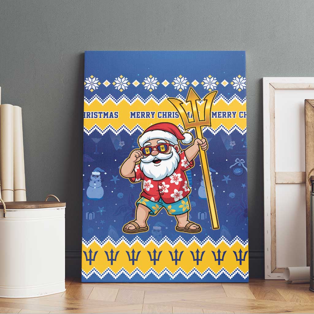 Barbados Christmas Canvas Wall Art Trident Dabbing Santa - Wonder Print Shop
