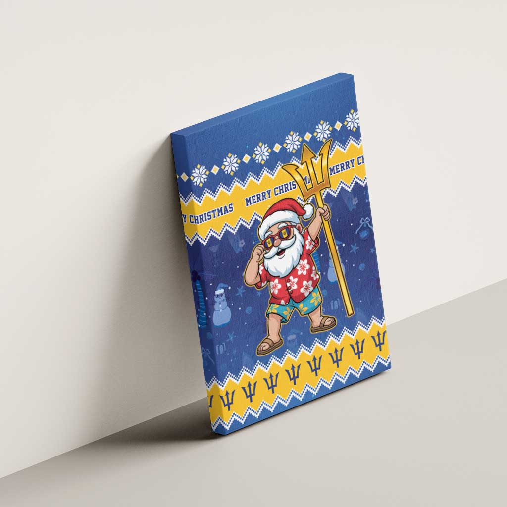 Barbados Christmas Canvas Wall Art Trident Dabbing Santa - Wonder Print Shop