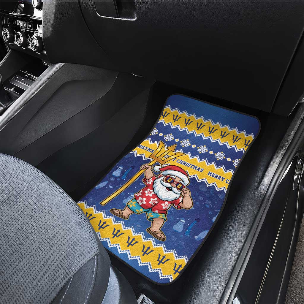 Barbados Christmas Car Mats Trident Dabbing Santa - Wonder Print Shop