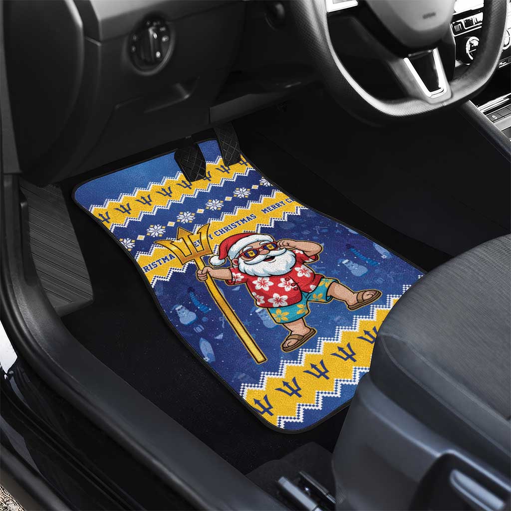 Barbados Christmas Car Mats Trident Dabbing Santa - Wonder Print Shop