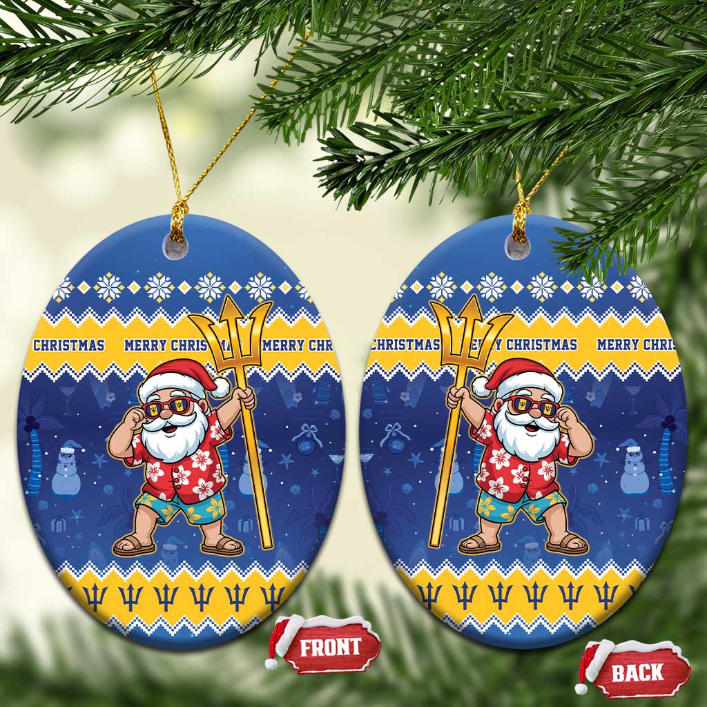 Barbados Christmas Ceramic Ornament Trident Dabbing Santa - Wonder Print Shop