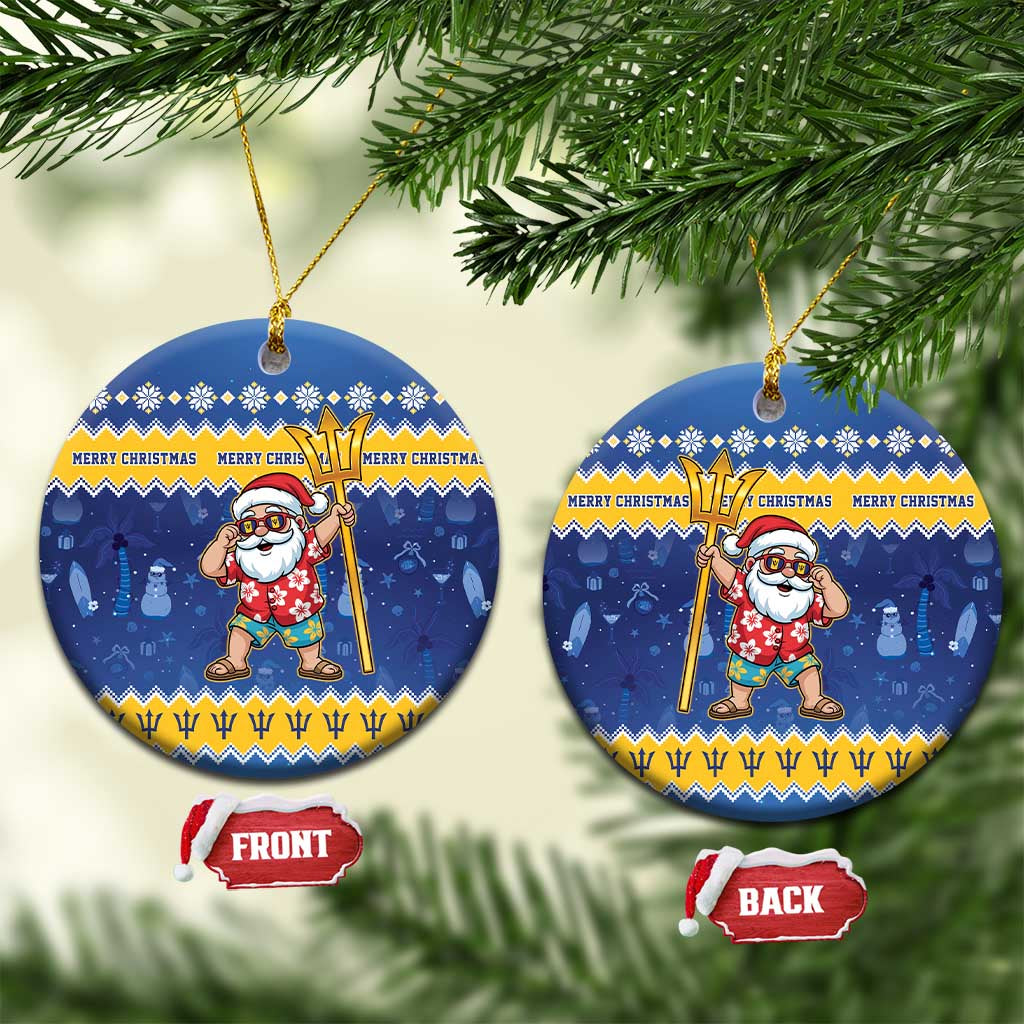 Barbados Christmas Ceramic Ornament Trident Dabbing Santa - Wonder Print Shop