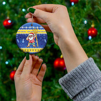 Barbados Christmas Ceramic Ornament Trident Dabbing Santa - Wonder Print Shop