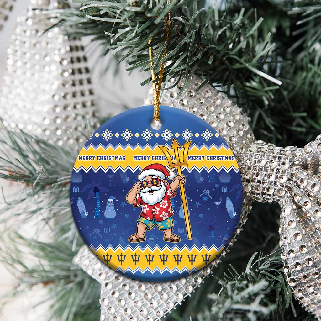 Barbados Christmas Ceramic Ornament Trident Dabbing Santa - Wonder Print Shop