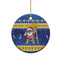 Barbados Christmas Ceramic Ornament Trident Dabbing Santa - Wonder Print Shop