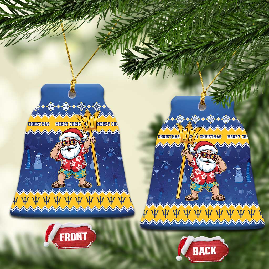 Barbados Christmas Ceramic Ornament Trident Dabbing Santa - Wonder Print Shop