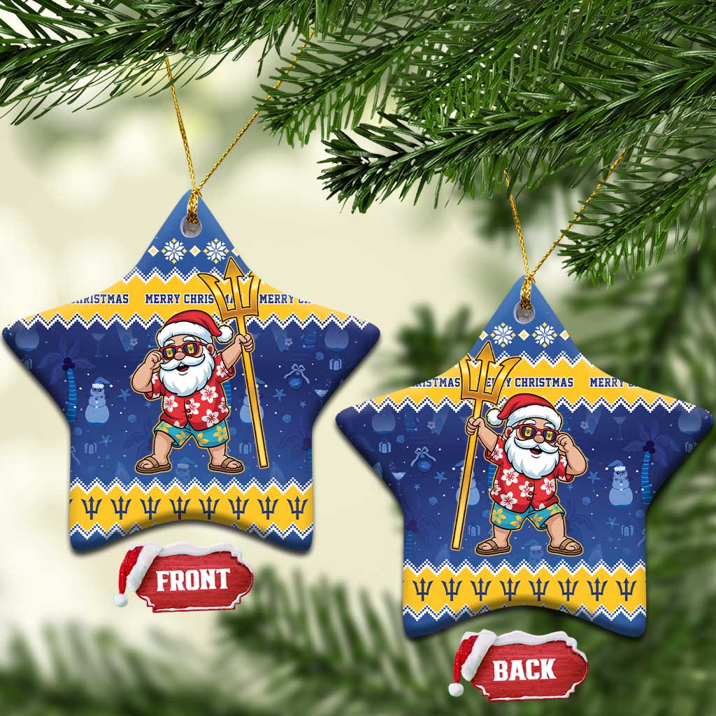 Barbados Christmas Ceramic Ornament Trident Dabbing Santa - Wonder Print Shop