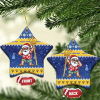 Barbados Christmas Ceramic Ornament Trident Dabbing Santa - Wonder Print Shop