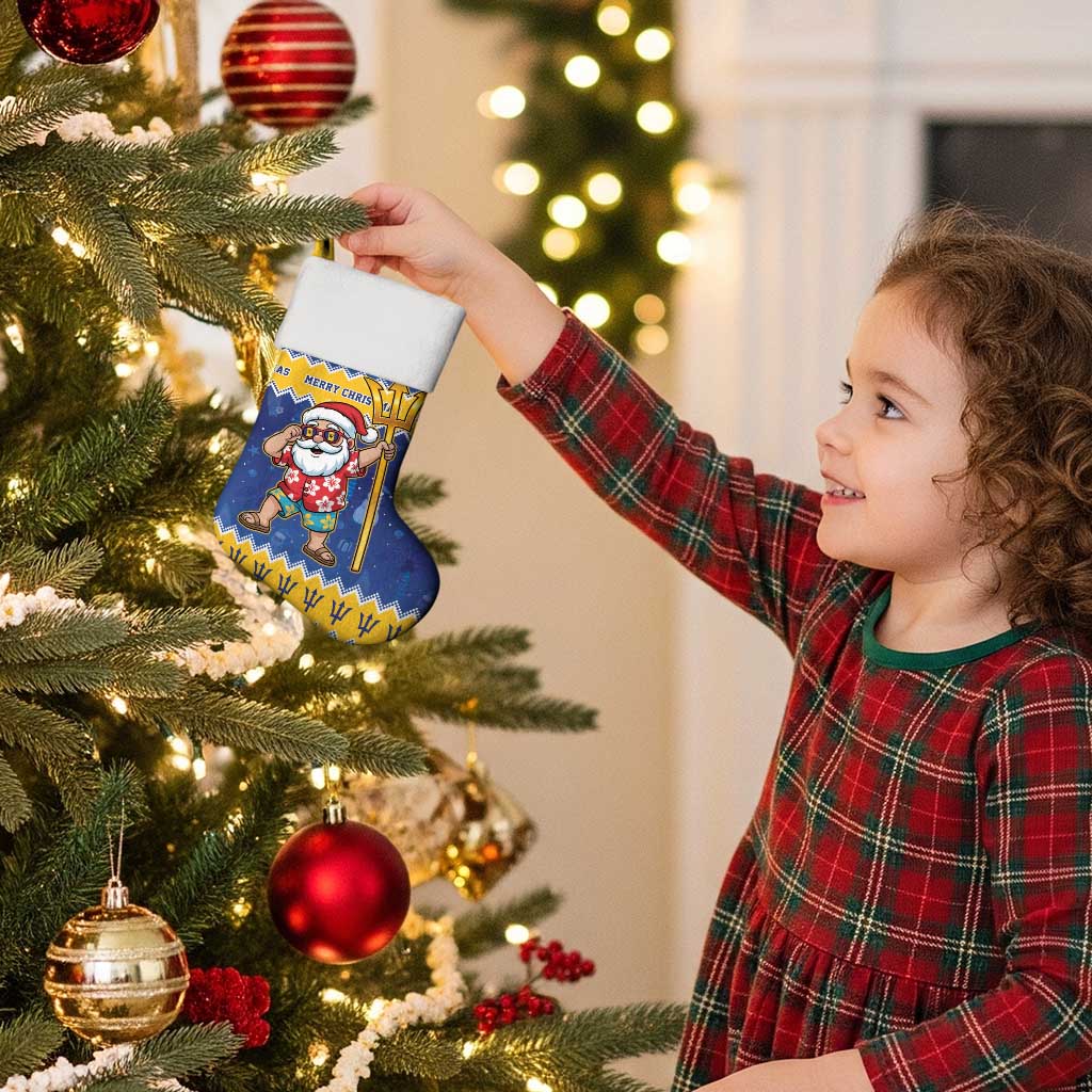 Barbados Christmas Stocking Trident Dabbing Santa - Wonder Print Shop