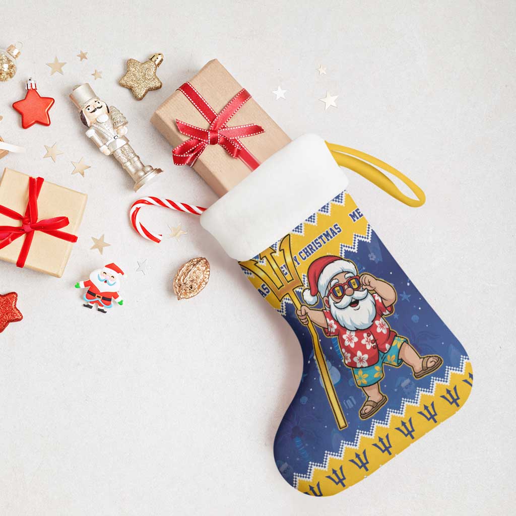 Barbados Christmas Stocking Trident Dabbing Santa - Wonder Print Shop
