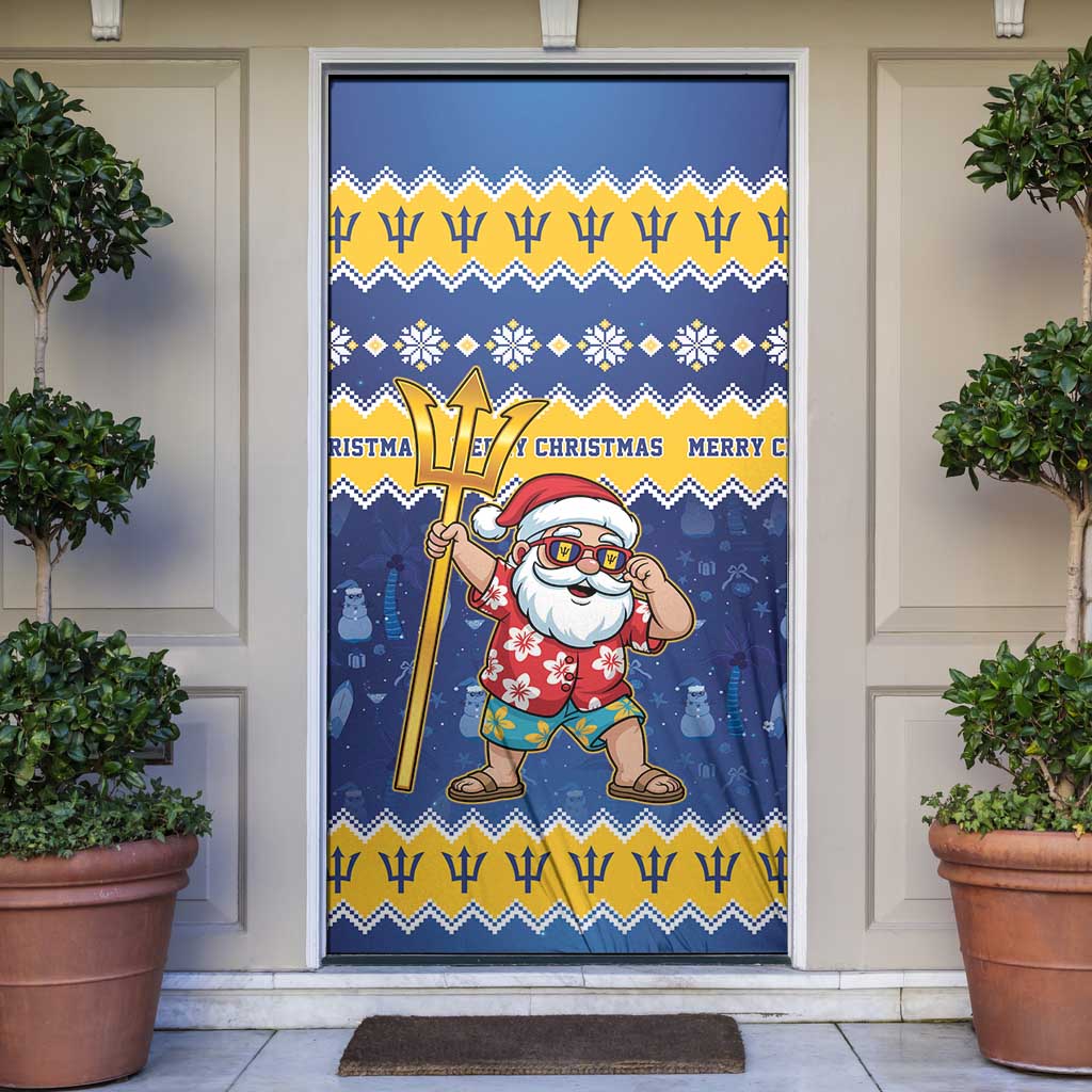 Barbados Christmas Door Cover Trident Dabbing Santa - Wonder Print Shop