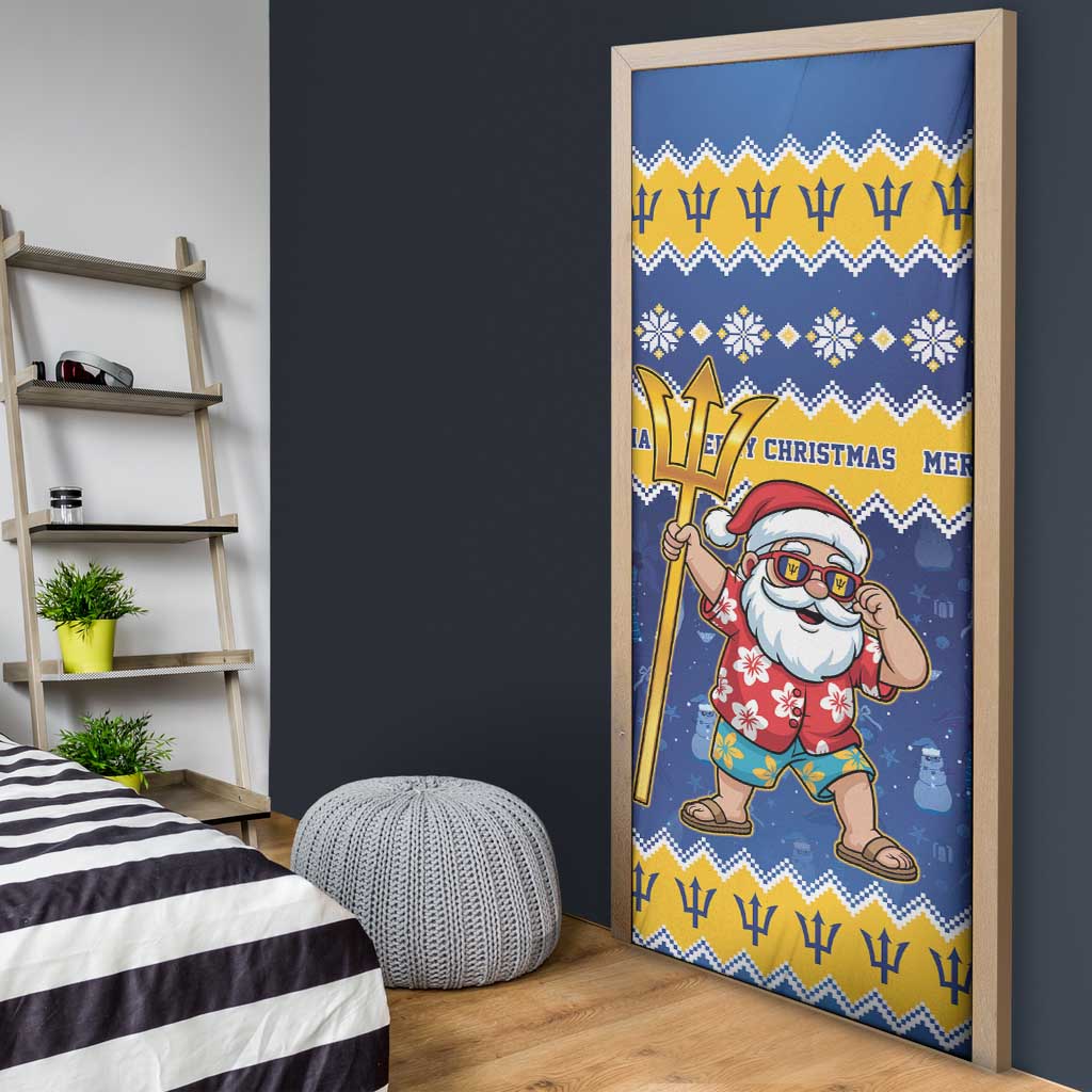 Barbados Christmas Door Cover Trident Dabbing Santa - Wonder Print Shop