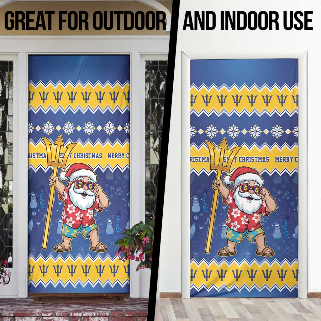 Barbados Christmas Door Cover Trident Dabbing Santa - Wonder Print Shop