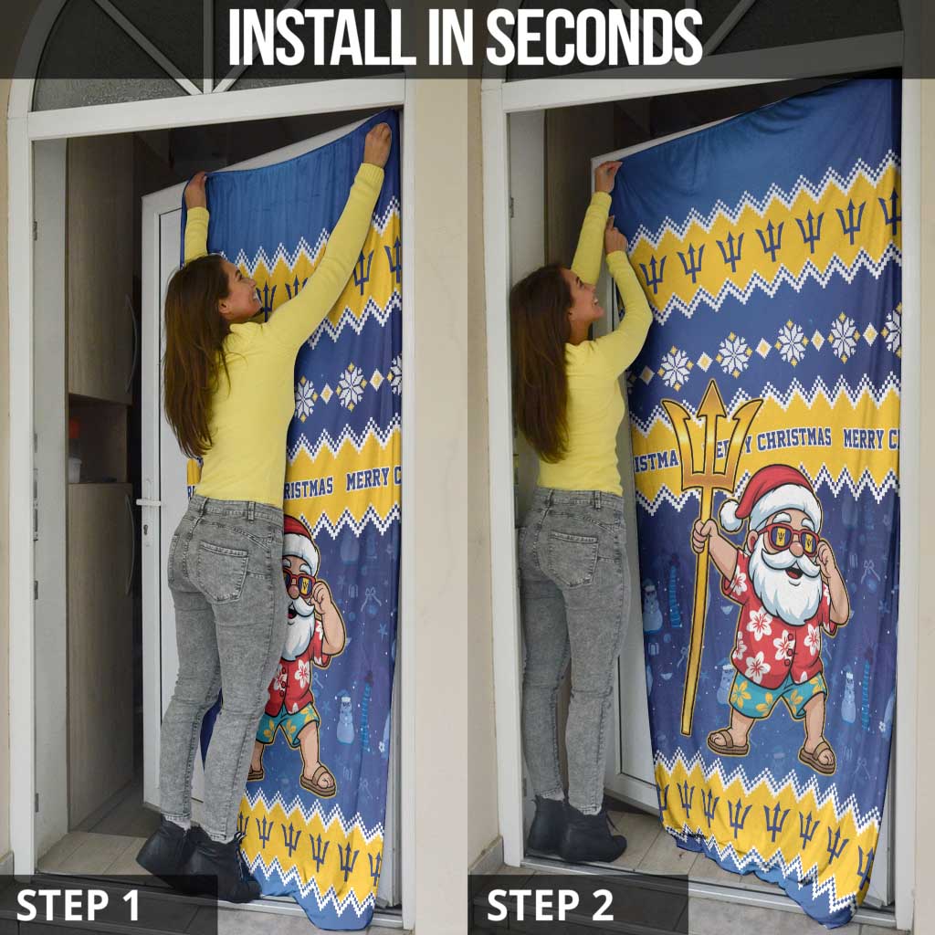 Barbados Christmas Door Cover Trident Dabbing Santa - Wonder Print Shop