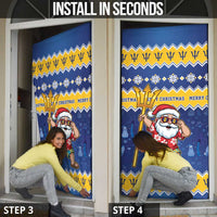 Barbados Christmas Door Cover Trident Dabbing Santa - Wonder Print Shop
