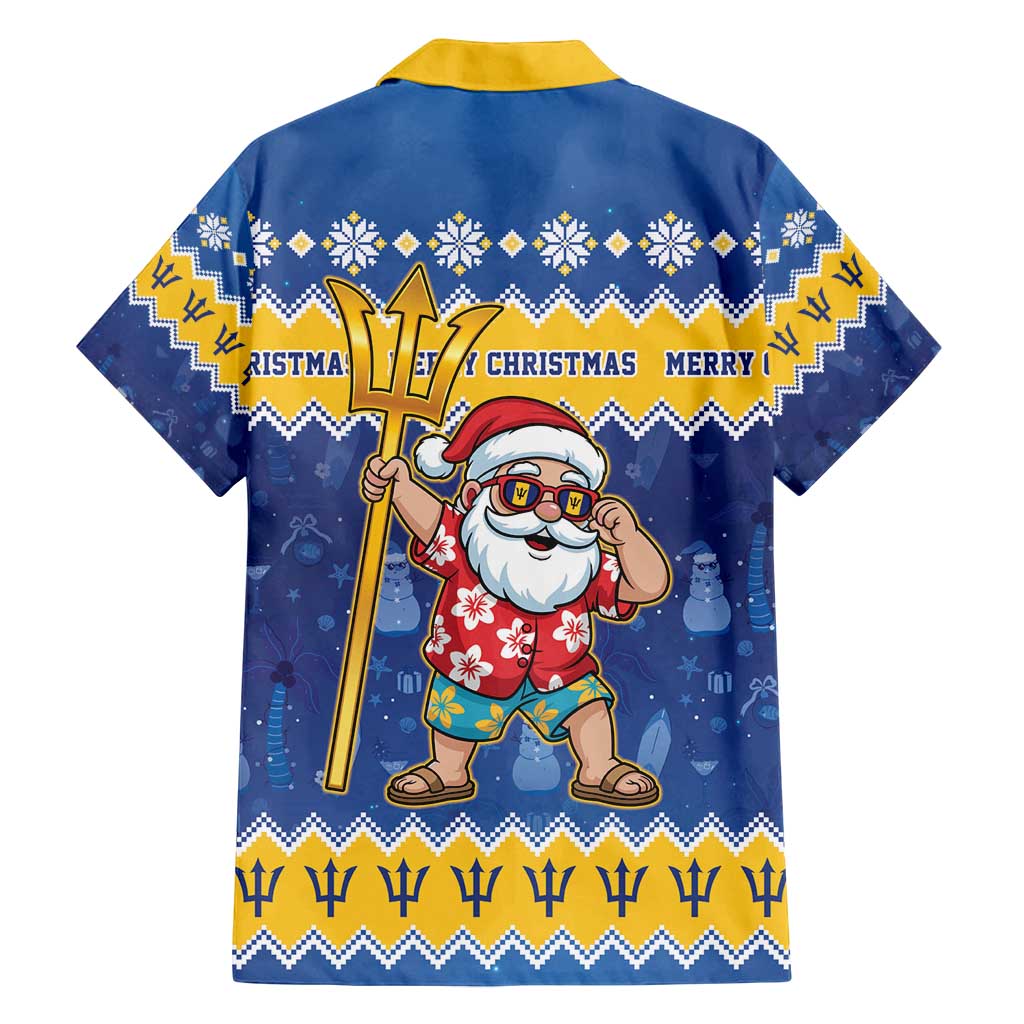 Barbados Christmas Family Matching Long Sleeve Bodycon Dress and Hawaiian Shirt Trident Dabbing Santa - Wonder Print Shop