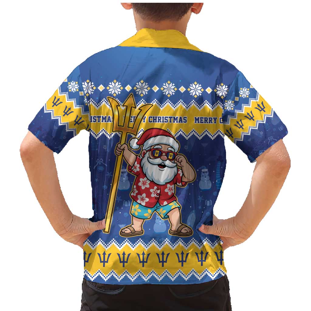 Barbados Christmas Family Matching Mermaid Dress and Hawaiian Shirt Trident Dabbing Santa - Wonder Print Shop