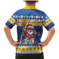 Barbados Christmas Family Matching Mermaid Dress and Hawaiian Shirt Trident Dabbing Santa - Wonder Print Shop