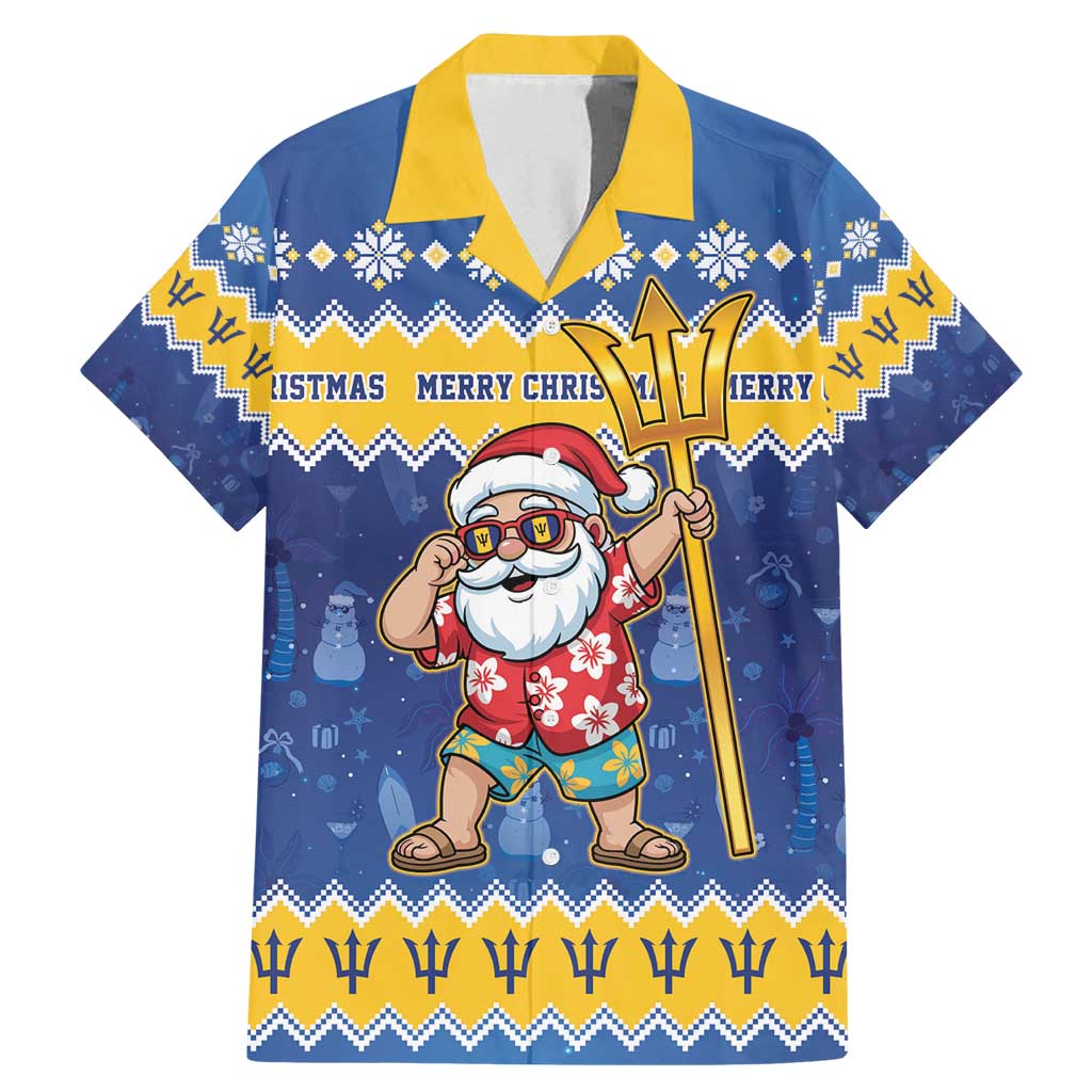 Barbados Christmas Family Matching Mermaid Dress and Hawaiian Shirt Trident Dabbing Santa - Wonder Print Shop