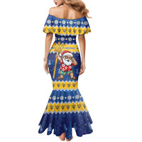 Barbados Christmas Family Matching Mermaid Dress and Hawaiian Shirt Trident Dabbing Santa - Wonder Print Shop