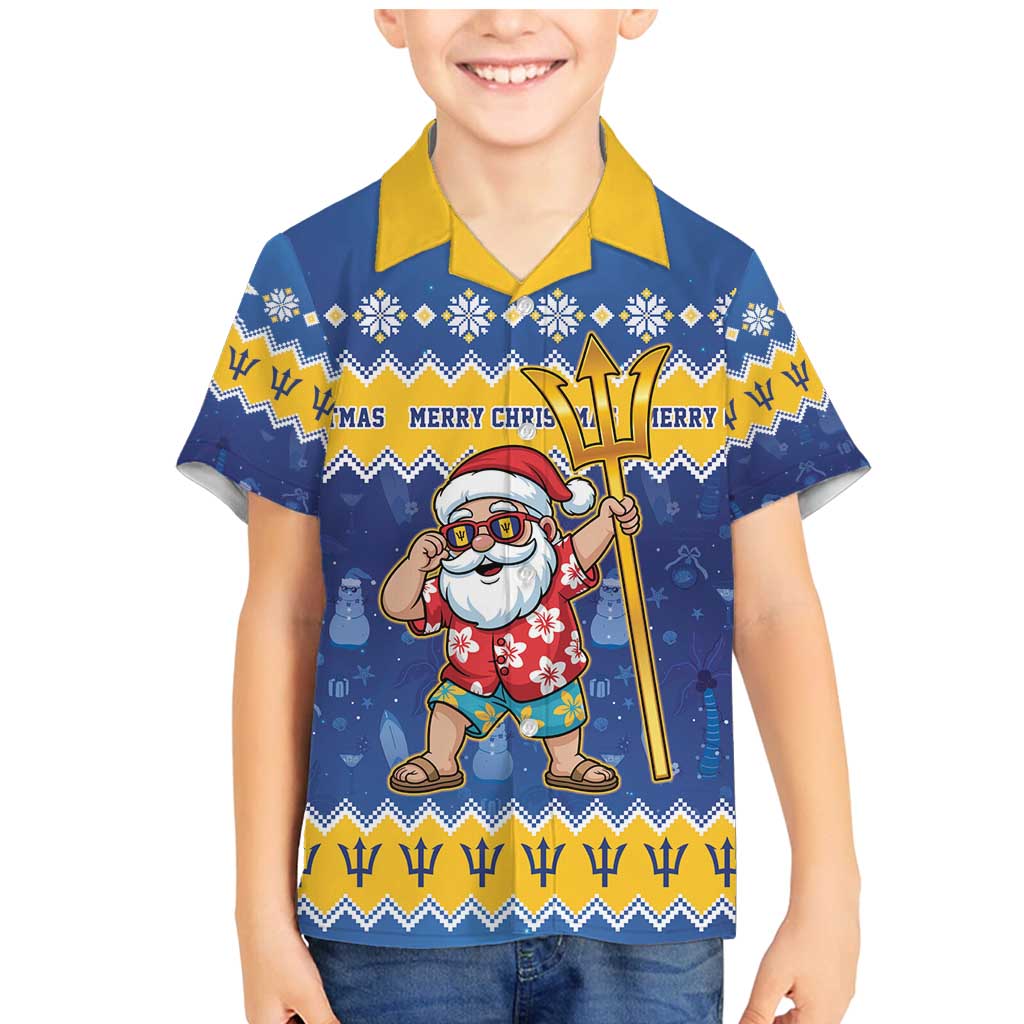 Barbados Christmas Family Matching Mermaid Dress and Hawaiian Shirt Trident Dabbing Santa - Wonder Print Shop