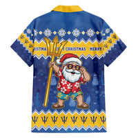 Barbados Christmas Family Matching Off The Shoulder Long Sleeve Dress and Hawaiian Shirt Trident Dabbing Santa - Wonder Print Shop