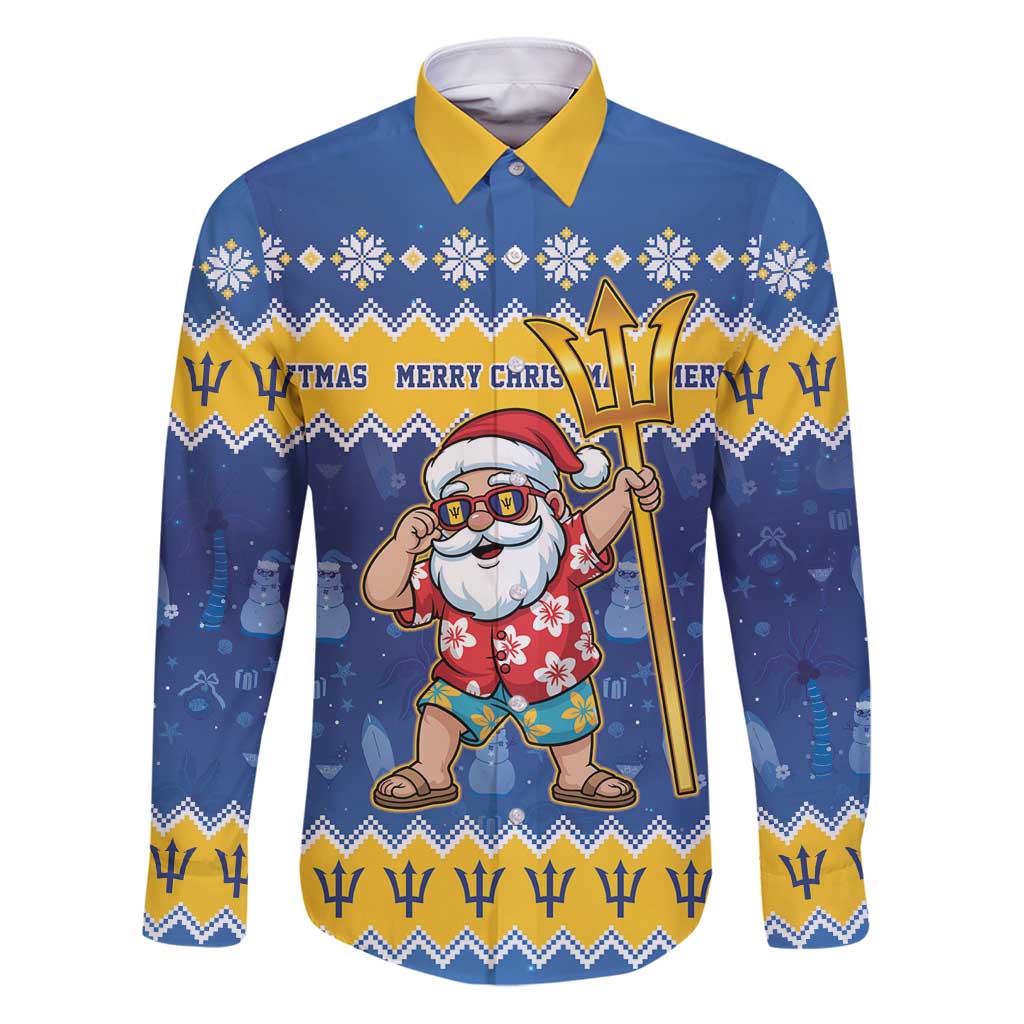 Barbados Christmas Family Matching Puletasi and Hawaiian Shirt Trident Dabbing Santa - Wonder Print Shop