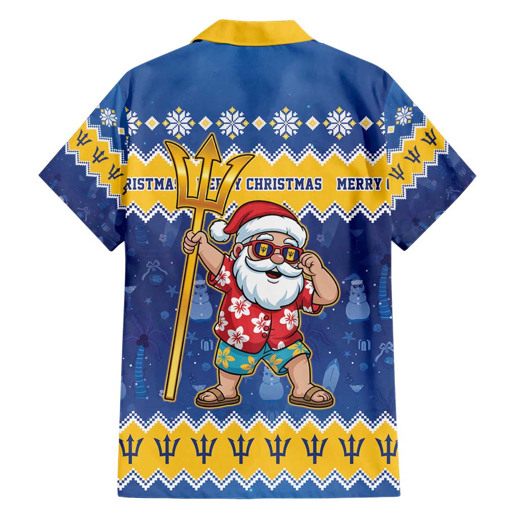 Barbados Christmas Family Matching Short Sleeve Bodycon Dress and Hawaiian Shirt Trident Dabbing Santa - Wonder Print Shop