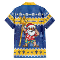 Barbados Christmas Family Matching Short Sleeve Bodycon Dress and Hawaiian Shirt Trident Dabbing Santa - Wonder Print Shop