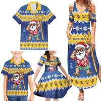 Barbados Christmas Family Matching Summer Maxi Dress and Hawaiian Shirt Trident Dabbing Santa - Wonder Print Shop