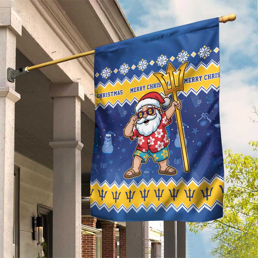 Barbados Christmas Garden Flag Trident Dabbing Santa - Wonder Print Shop
