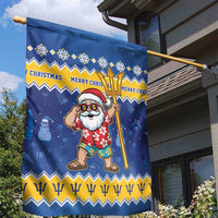 Barbados Christmas Garden Flag Trident Dabbing Santa - Wonder Print Shop